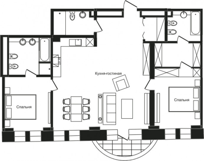 Трёхкомнатная квартира 122.5 м²